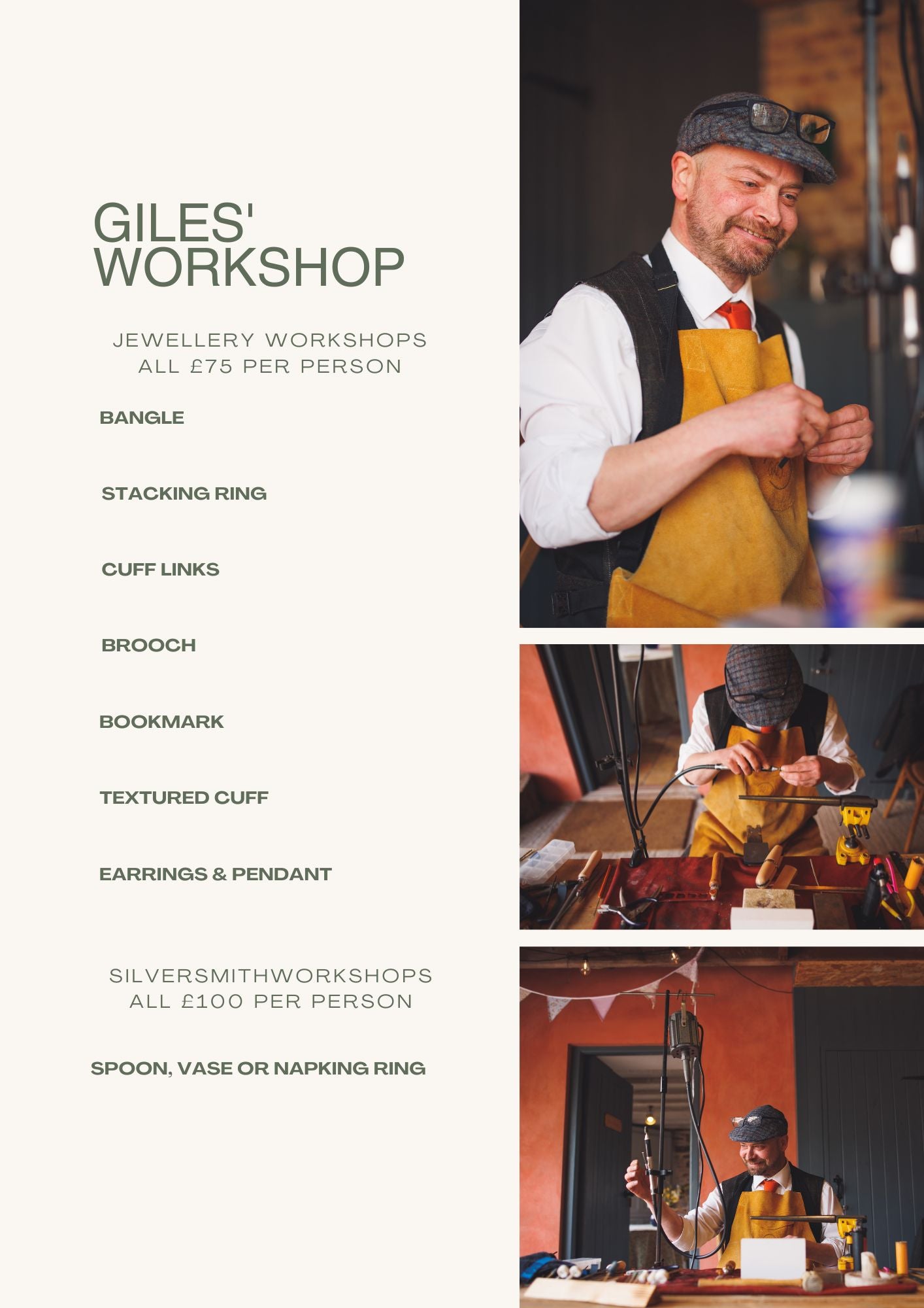 "Captivating craftsmanship: Giles expertly showcases his intricate jewellery making skills, delicately crafting a radiant necklace with precision and artistry."